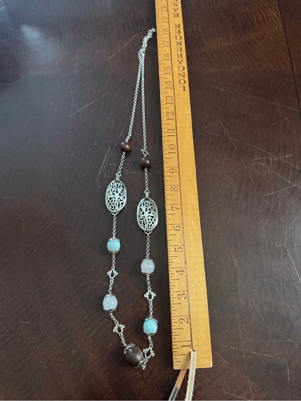 Brighton Silver-Tone Filigree & Light Blue Bead Women's Necklace